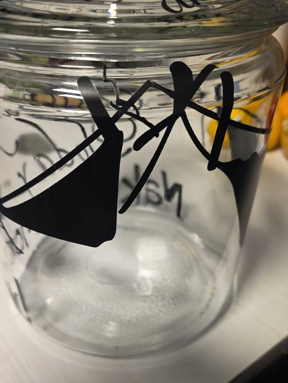 Clear Glass Laundry Jar with Black Script